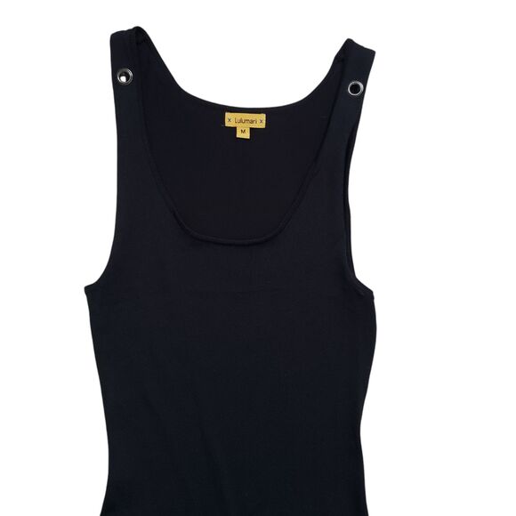 Anthropologie Lulumari Dress Womens Medium Black Gray 100% Cotton Y2K - Picture 2 of 11